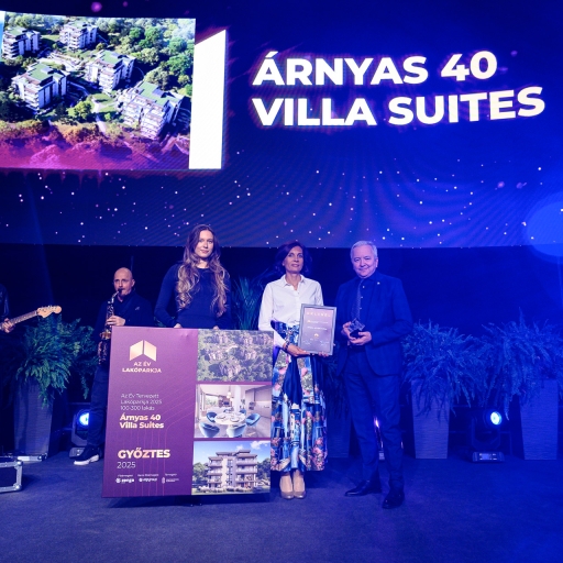 Az Év Lakóparkja 2025 - az Europa Design díjazottja EuropaDesign, AzÉvLakóparkja, Árnyas40VillaSuites, díjátadó, ingatlanfejlesztés, építészetiminőség, életminőségjavítómegoldások, LakóparkXPO